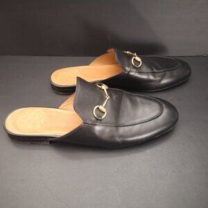 Gucci Ladies Size 39.5 (Approx. 9.5 US) Black Leather Princetown Slipper / Mules